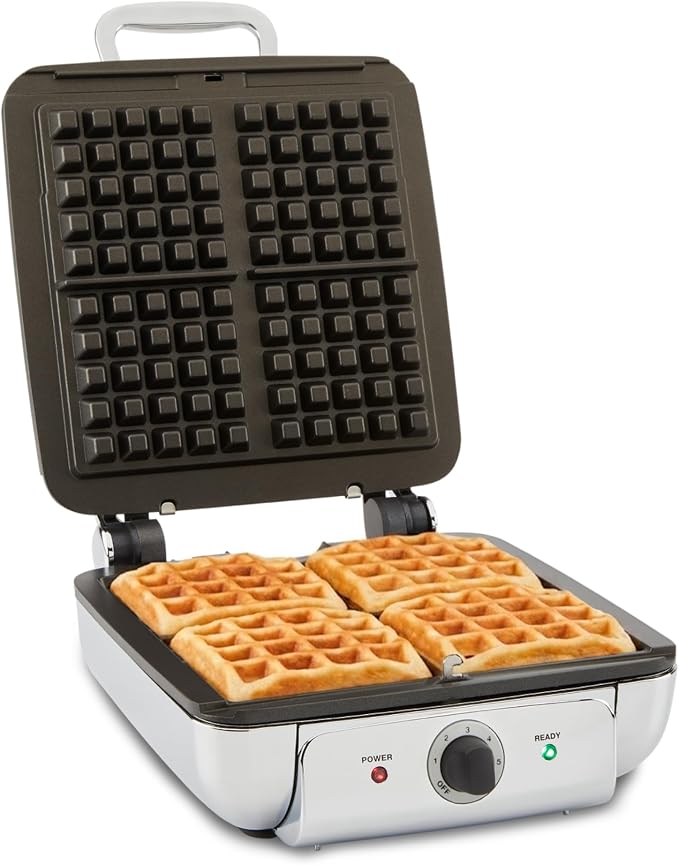 All-Clad Stainless Steel Waffle Maker 4 Section, Thick Belgium Waffle Makers, Upright…