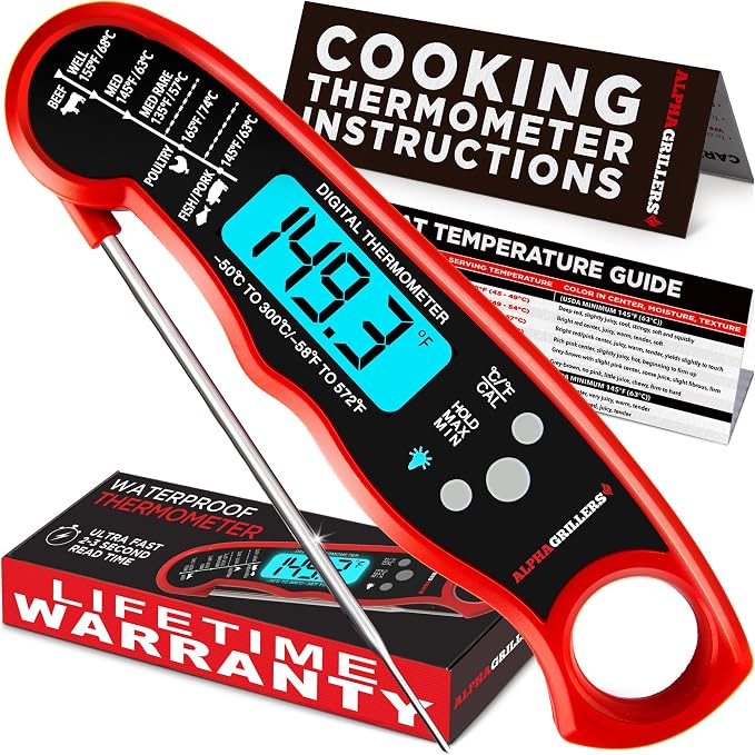 Alpha Grillers Meat Thermometer Digital – Instant Read Food Thermometer for Cooking &…