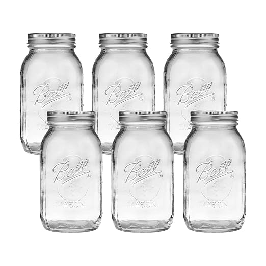 Ball Regular Mouth Glass Mason Jars with Lids and Bands, Used for Canning (Quart, 32…
