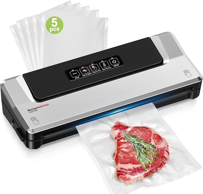 Bonsenkitchen Vacuum Sealer Machine | Compact Food Sealer for Kitchen Storage & Meal Prep…