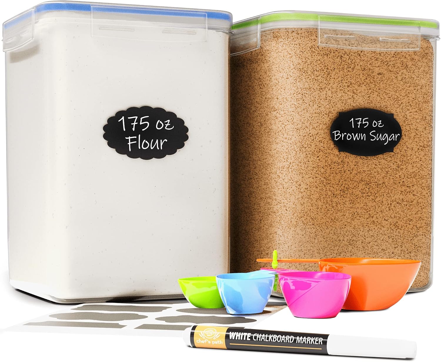 Chef's Path Large Airtight Food Storage Containers with Lids, Pack of 2, 5.2L, 175Oz,…