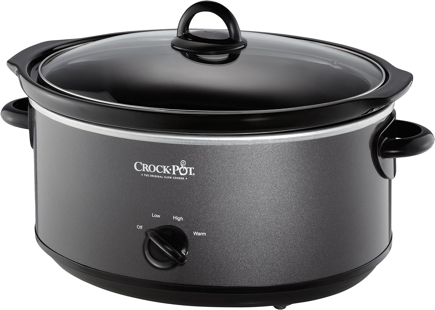 Crock-Pot 7-Quart Manual Slow Cooker, Family Size Serves 8+ People or Fits 6-lb Roast, Removable Stoneware with Warming Setting, Dishwasher Safe for Easy Cleanup, Charcoal
