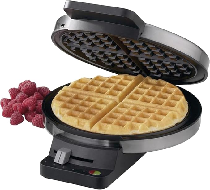 Cuisinart Waffle Maker, 1250W Round Classic Waffle Iron, 5-Setting Adjustable Browning…