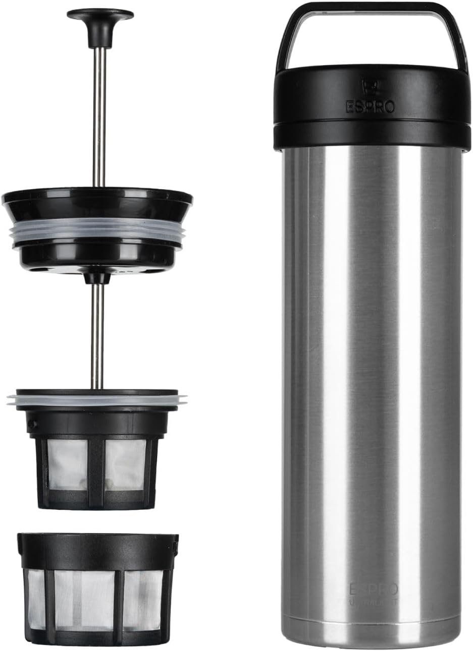 ESPRO P0 Ultralight French Press Coffee Maker for Travel, Vacuum Insulated Stainless…