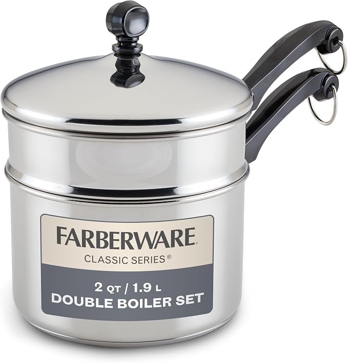 Farberware Classic Series Double Boiler and Saucepan with Lid, 2 Qt