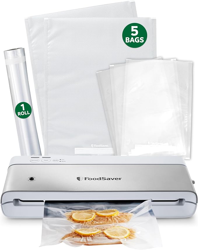 FoodSaver Compact Vacuum Sealer Machine with Airtight Bags and Roll