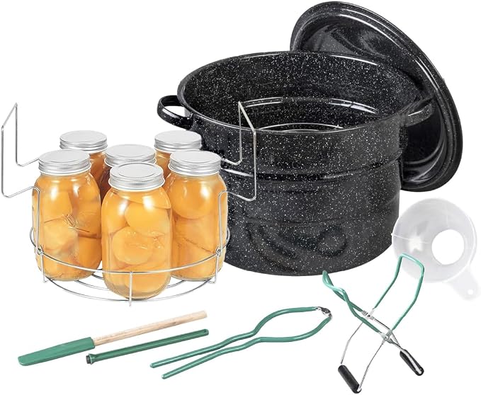 Granite Ware 8 Piece Enamelware Water bath canning Pot with Canning kit and Rack. Canning…