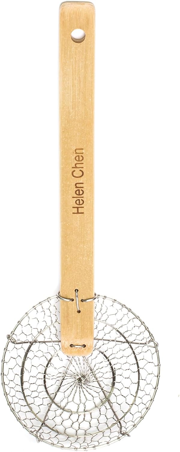 Helen's Asian Kitchen Spider Strainer, 5-Inch Stainless Steel Mesh Basket With Bamboo…