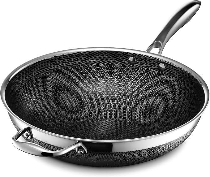 HexClad Hybrid Nonstick 12-Inch Wok, Stay-Cool Handle, Dishwasher-Friendly, Oven-Safe Up…