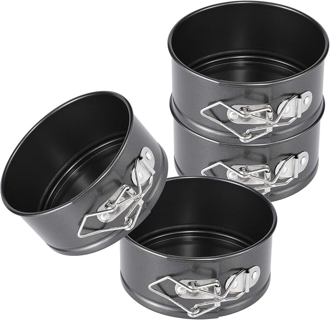 Hiware 4-Inch Mini Springform Pan Set - 4 Piece Small Nonstick Cheesecake Pan for Mini…