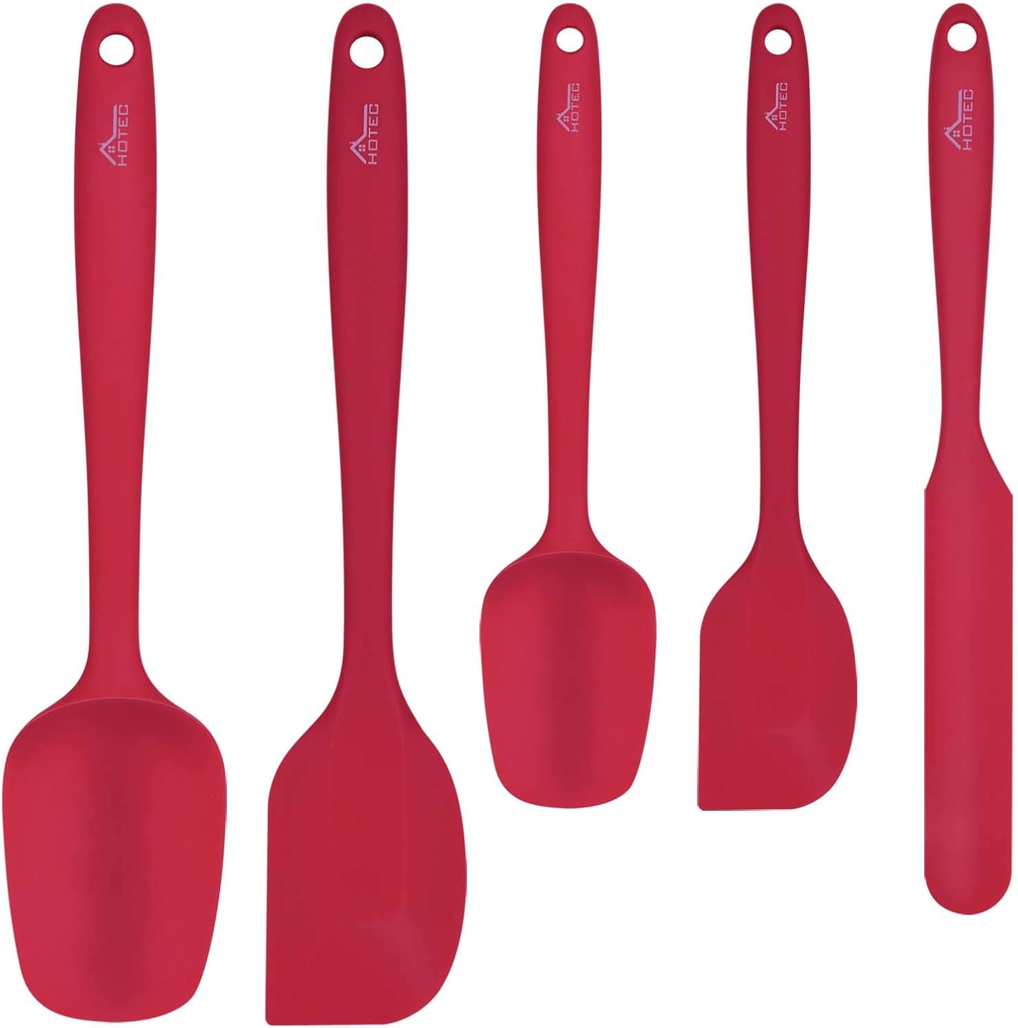 HOTEC Heat Resistant 600℉ BPA-Free Silicone Rubber Spatula Set, Kithchen Cooking…