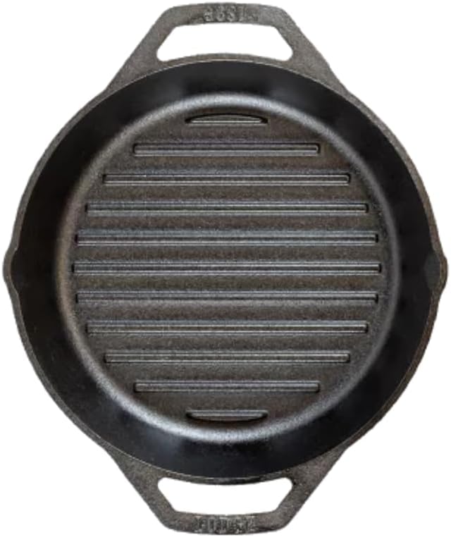 Lodge 12" Cast Iron Dual Handle Grill Pan, Black