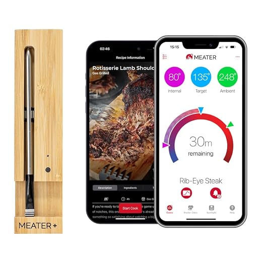 MEATER Plus: Smart Bluetooth Wireless Meat Thermometer Digital | BBQ, Grill, Oven, Smoker, Air Fryer, Kitchen | Perfect for Steak, Chicken, Turkey, and More | Delicious Recipes in App