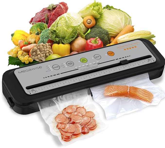 Updated Vacuum Sealer Machine 2025, MEGAWISE Food Sealer w/Starter Kit, Dry & Moist Food…