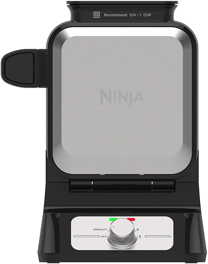 Ninja Belgian Waffle Maker Pro, 5 Shade Settings, Black/Silver, BW1001