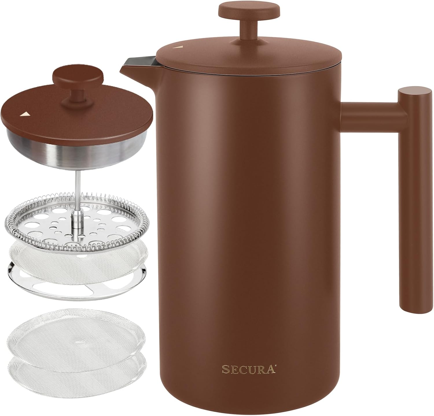 Secura French Press Coffee Maker, 304 Grade Stainless Steel Insulated Coffee Press with 2…