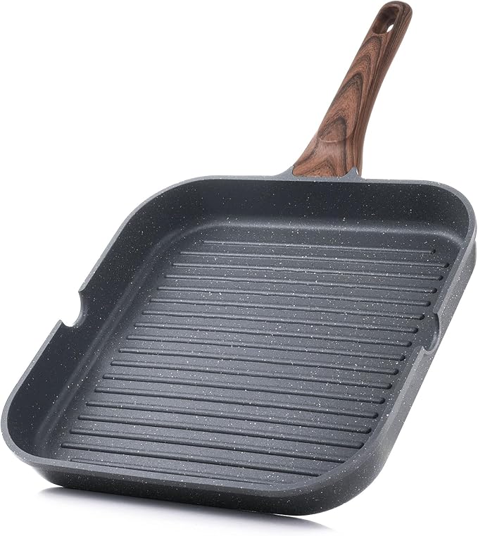 SENSARTE Nonstick Grill Pan for Stove Tops, Versatile Griddle with Pour Spouts, Square…