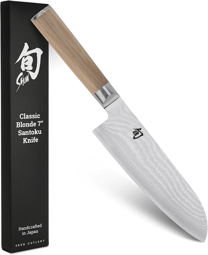 Shun Classic Blonde 7" Santoku Knife | Handcrafted Japanese All Purpose Knife, VG-MAX…