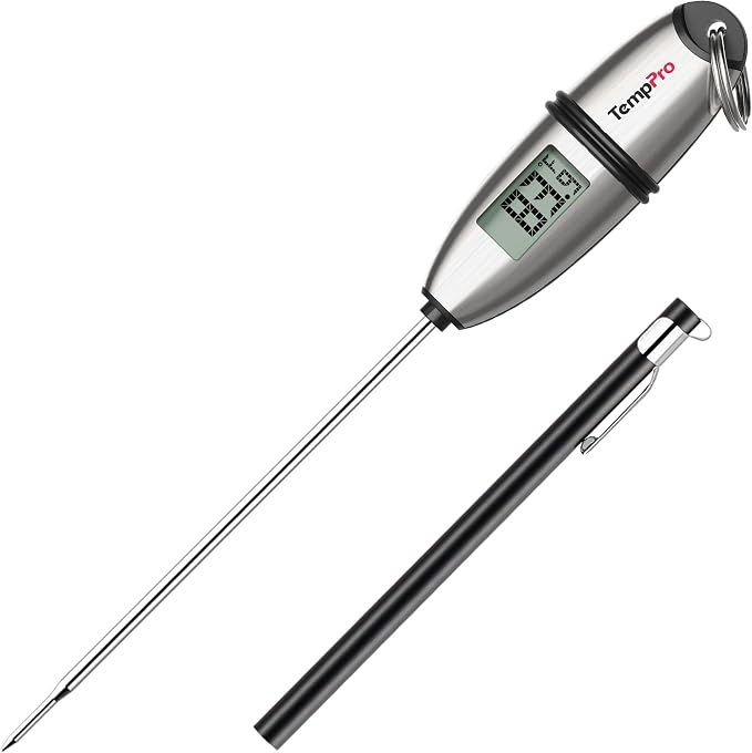 TempPro TP02S Digital Food Thermometer for Cooking Bread Baking Sourdough Liquids, Meat Thermometer Digital with Super Long Probe for Kitchen Candy Making Gift for Dad Husband (Previously ThermoPro)
