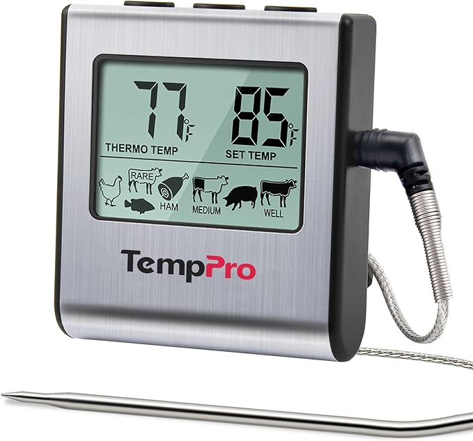 TempPro TP16 Large LCD Digital Meat Thermometer for Smoker Oven Kitchen BBQ Grill…