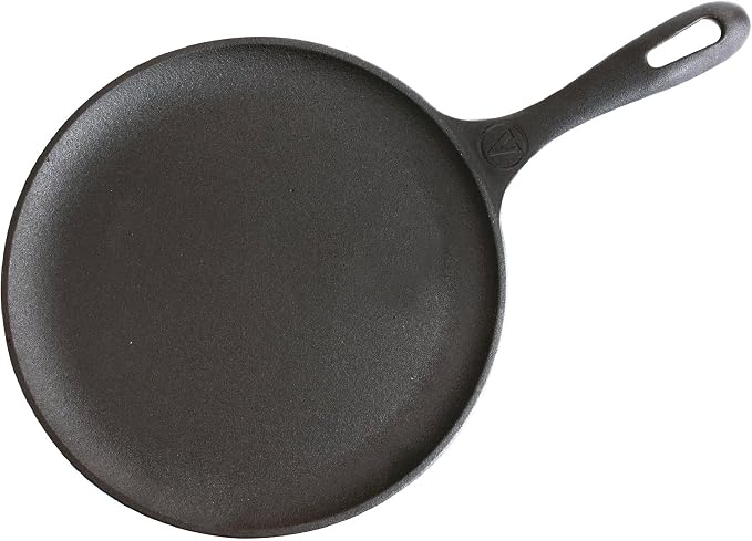 Victoria 10.5-Inch Cast Iron Comal Griddle Pan with a Long Handle, Preseasoned with…
