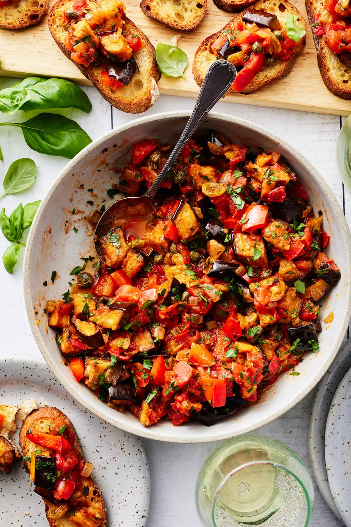 Italian Caponata with Roasted Eggplant and Sweet Vinegar Glaze