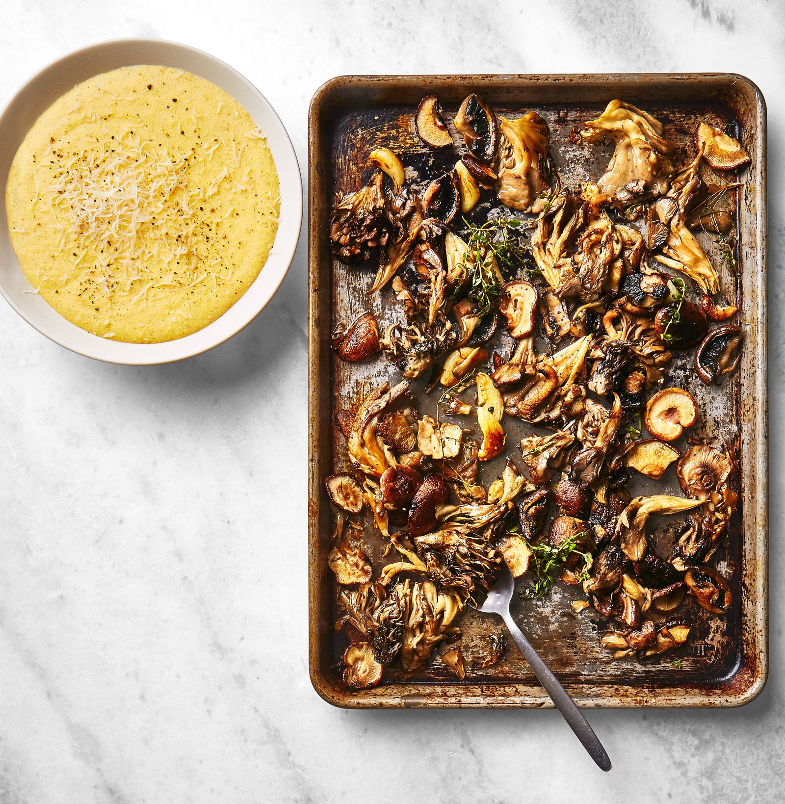 Italian Oven-Baked Polenta with Roasted Mushrooms and Parmesan