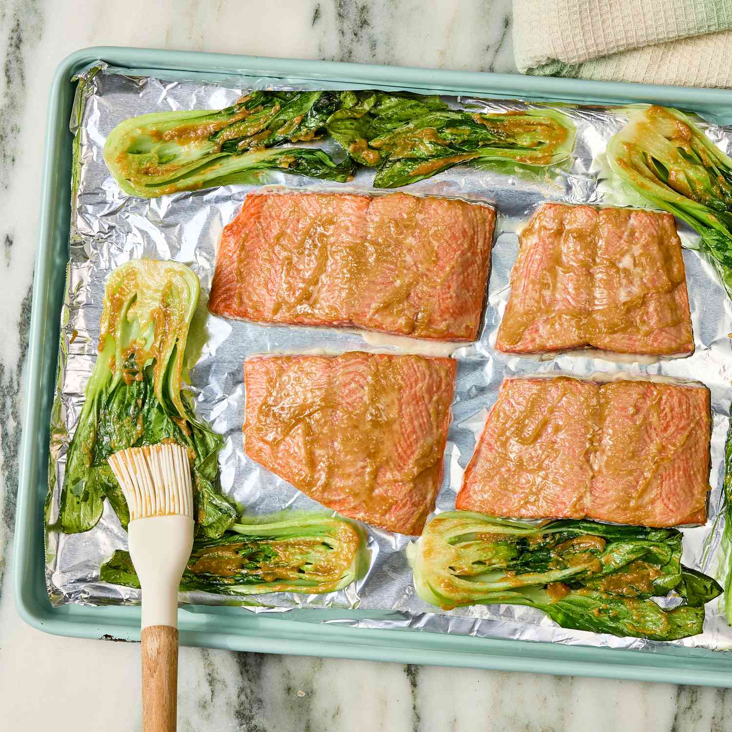Sheet Pan Honey-Soy Glazed Salmon with Bok Choy