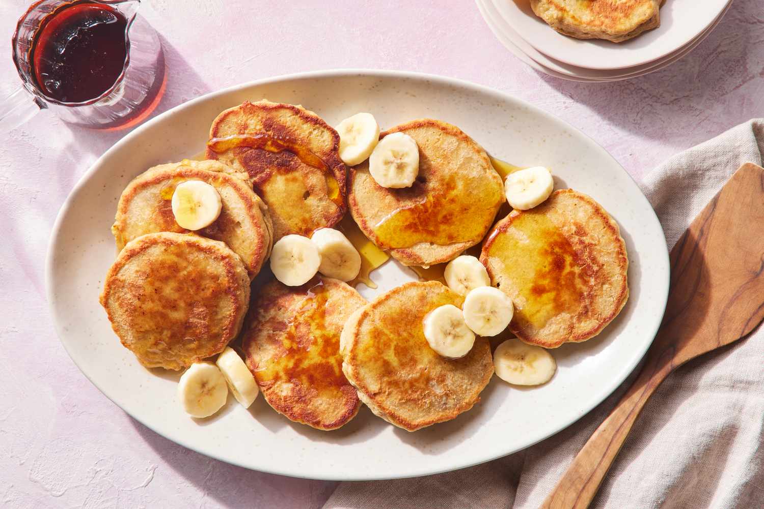 Smooth Banana Oat Pancakes with Cinnamon Honey Drizzle