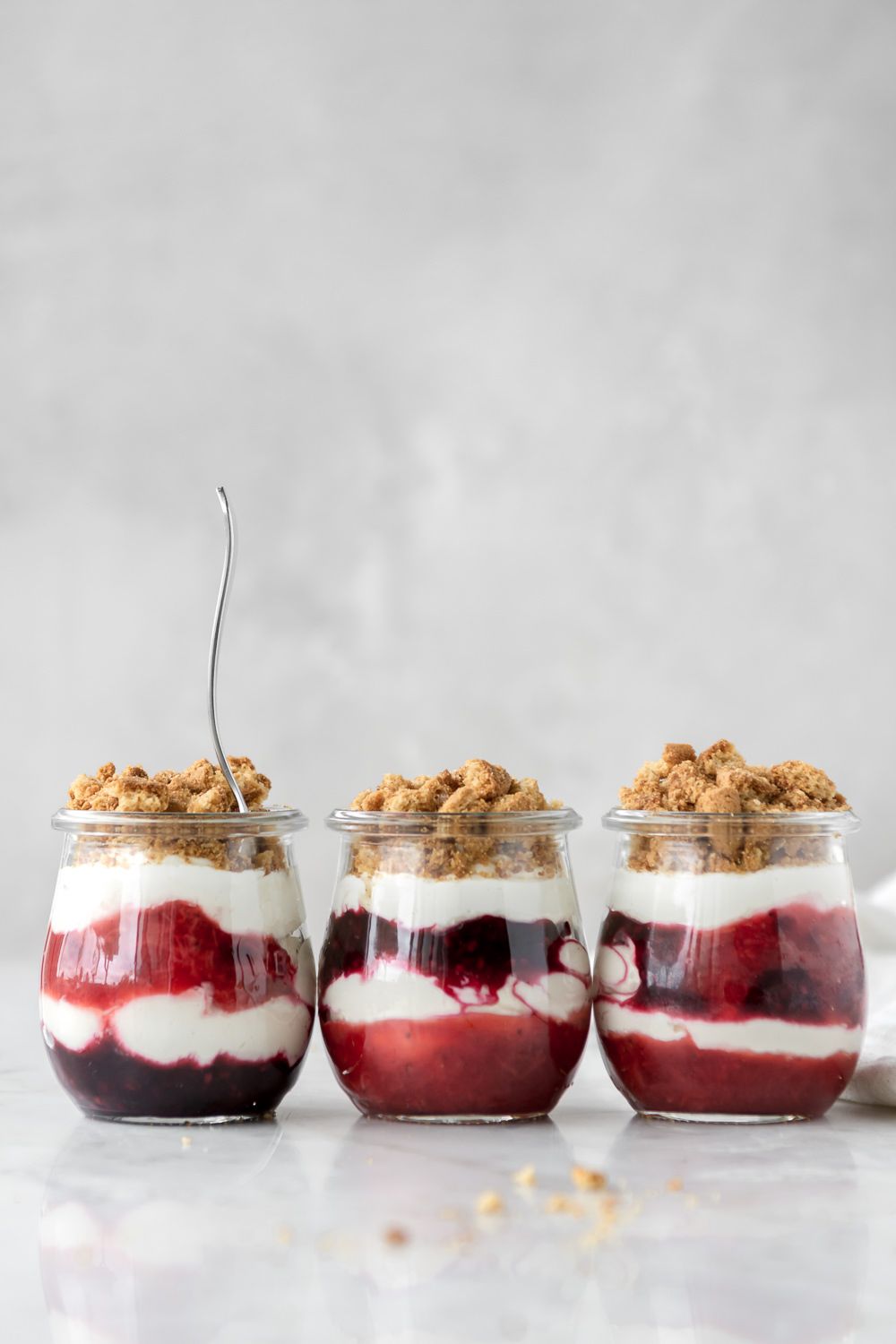No-Bake Cheesecake Parfaits with Mixed Berry Compote