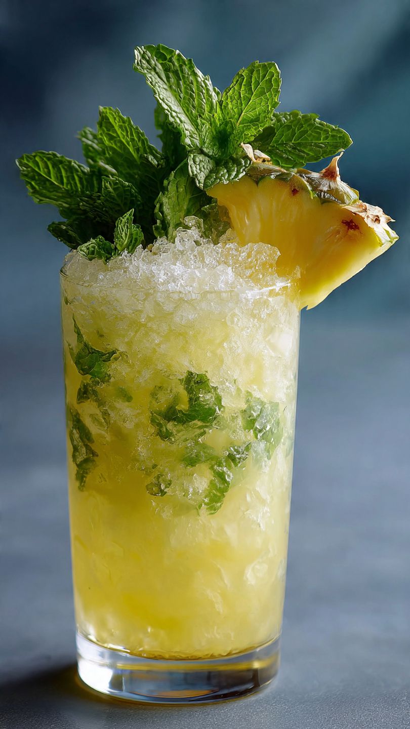 Muddled Tropical Rum Smash with Pineapple and Mint