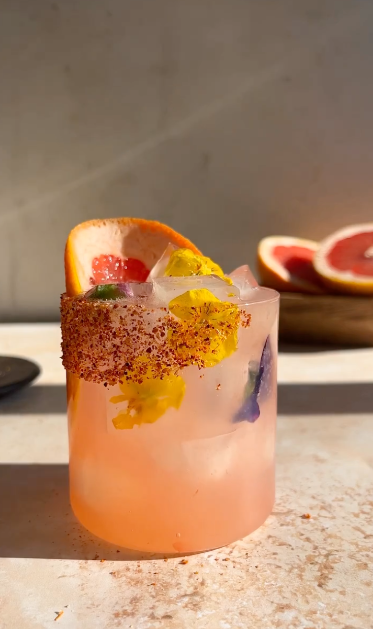 Herbal Mezcal Paloma with Grapefruit Zest