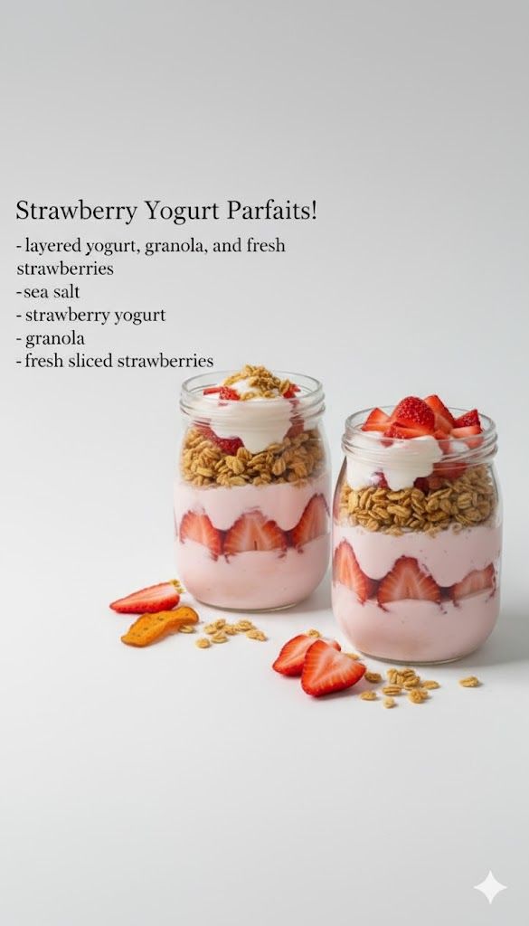 No-Bake Strawberry Yogurt Parfaits with Honey Granola