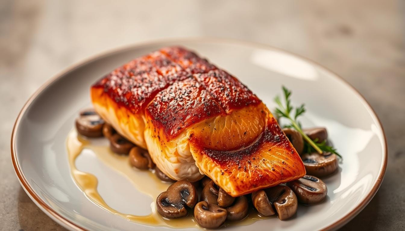 Pan-Seared Atlantic Salmon with Regional Pennsylvania Mushroom Ragout