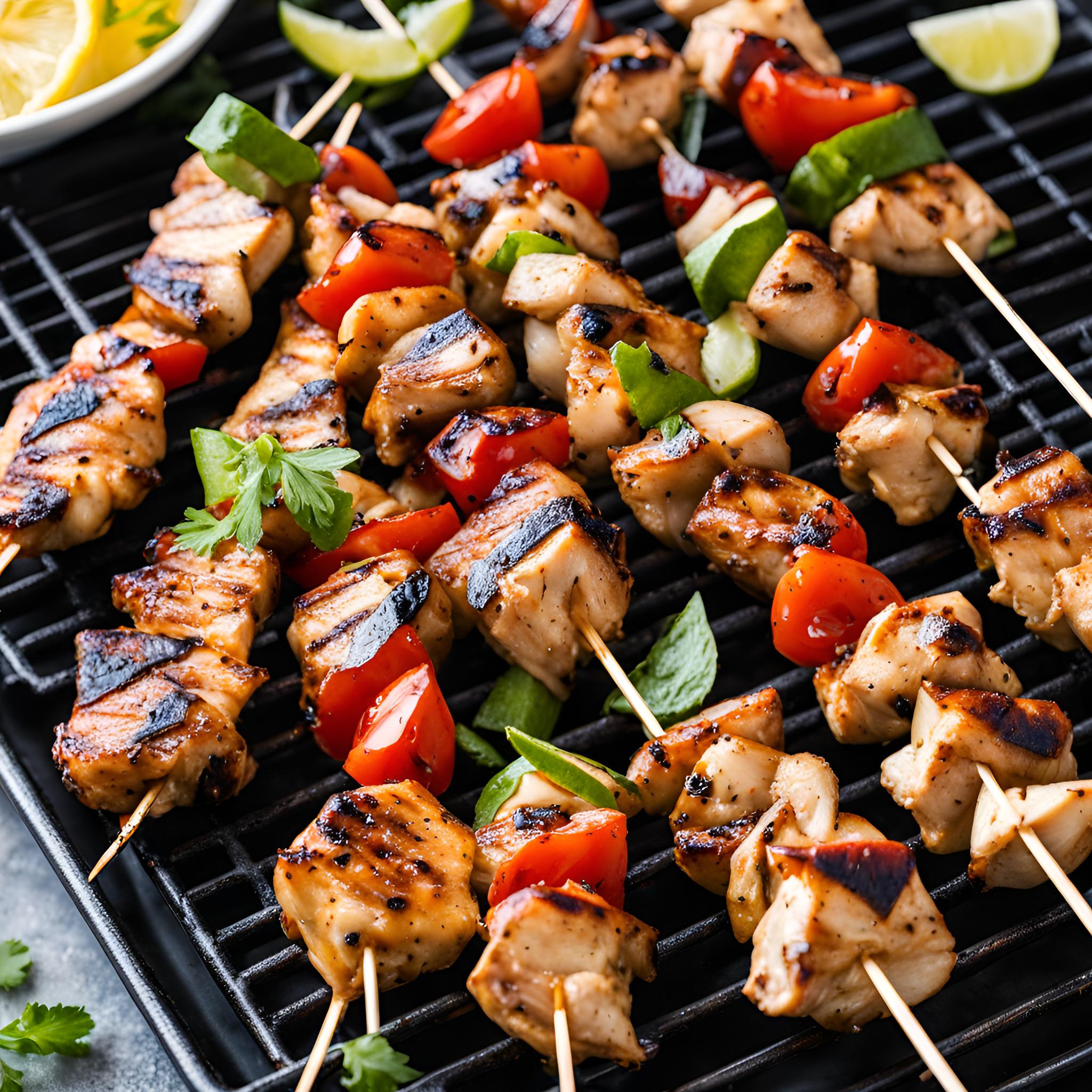 Charcoal-Grilled Citrus-Marinated Chicken Skewers