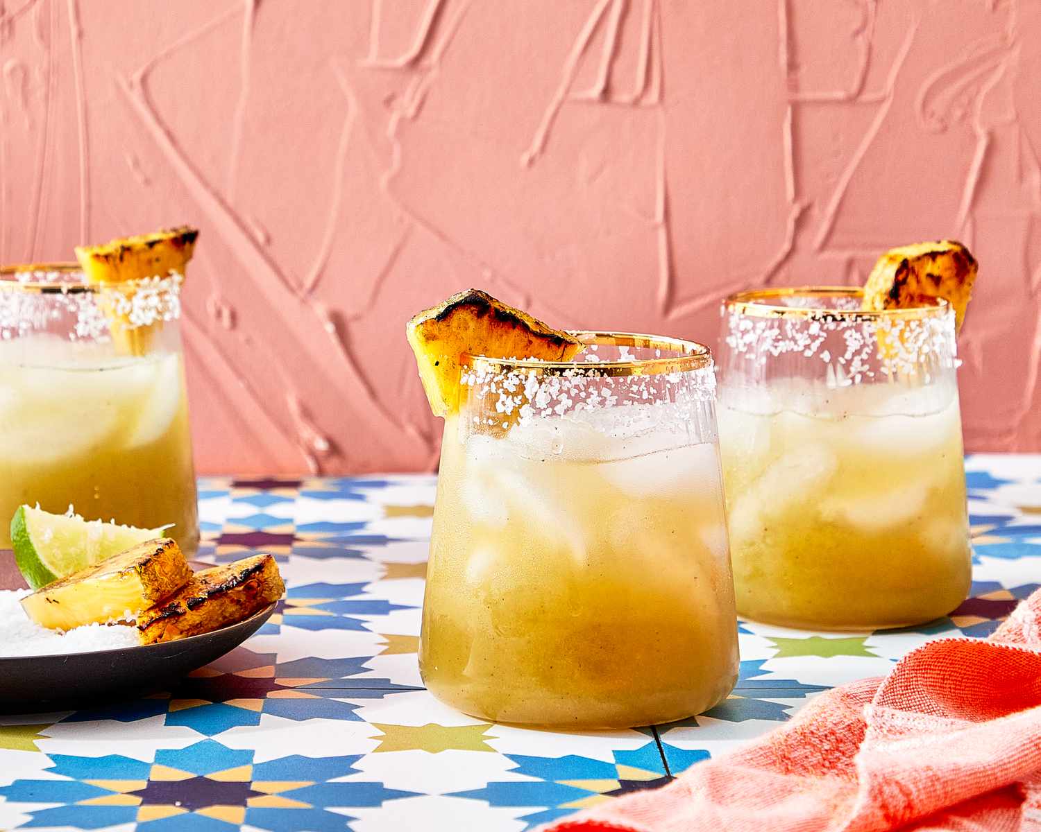 Smoked Pineapple and Cilantro Margarita on the Rocks