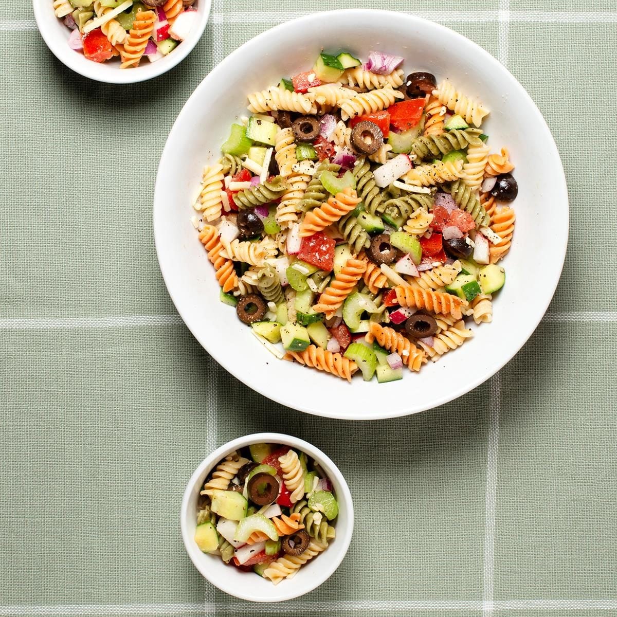 Vegetable and Vegemite Spiral Pasta Salad