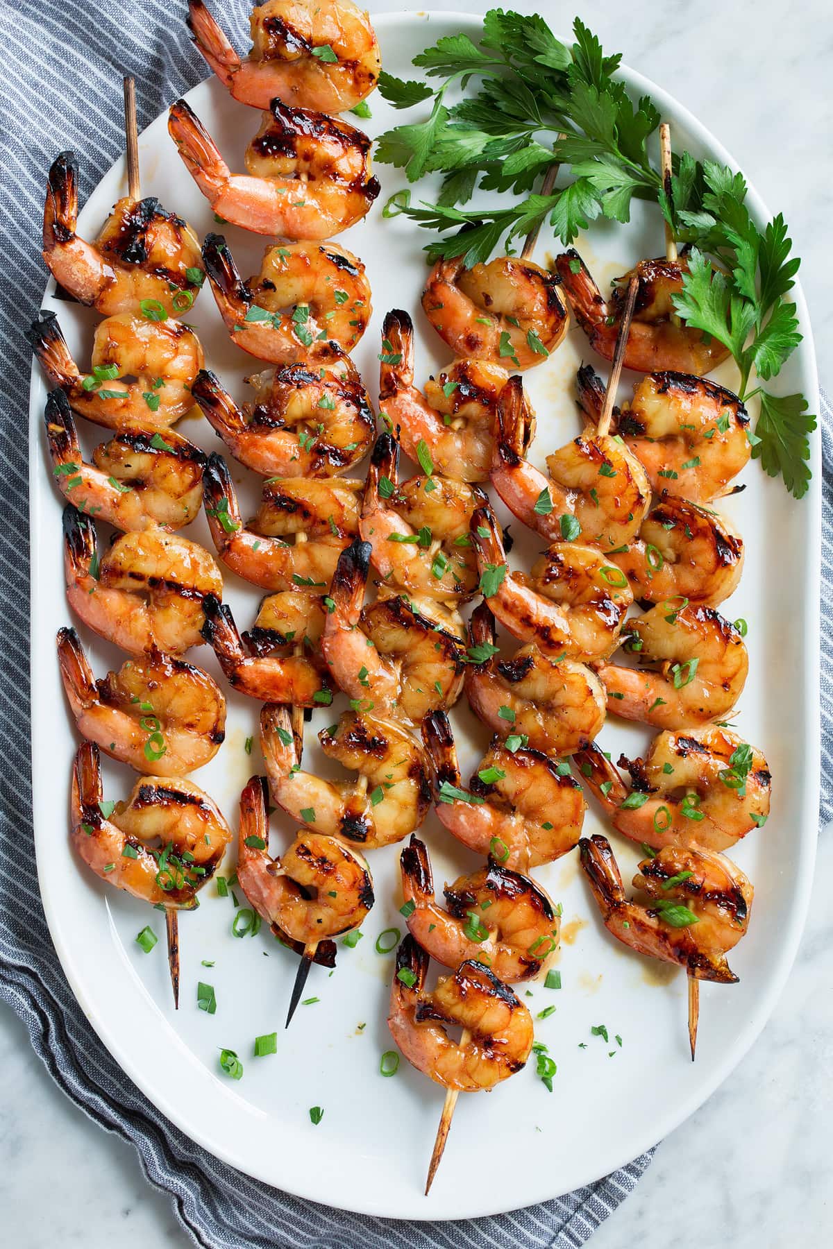 Charcoal-Grilled Shrimp Skewers with Garlic-Lemon Marinade