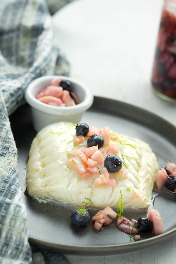 Pan-Roasted Cod with Blueberry and Maple Reduction