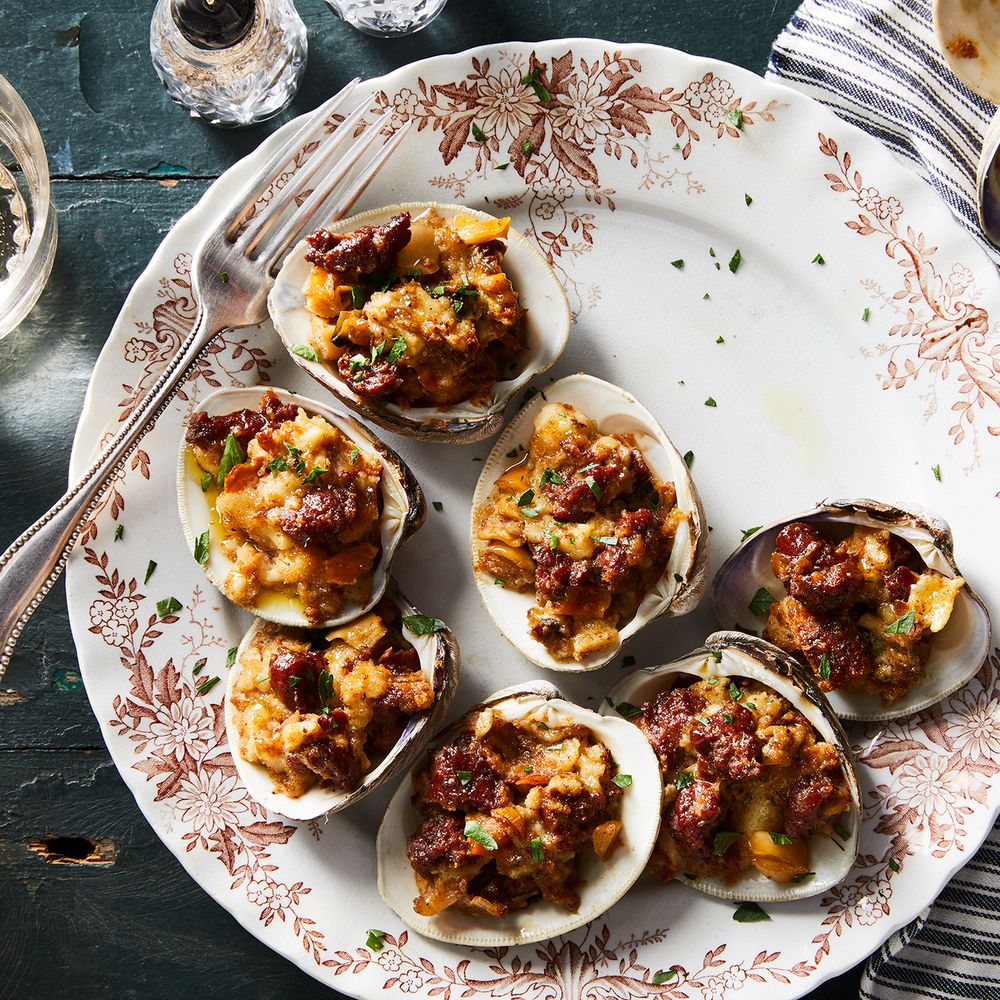 Baked Stuffed Quahogs with Chorizo and Herb Breadcrumbs