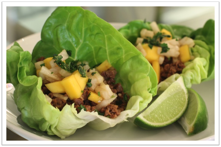 Jicama and Mango Summer Wraps with Spicy Peanut Sauce