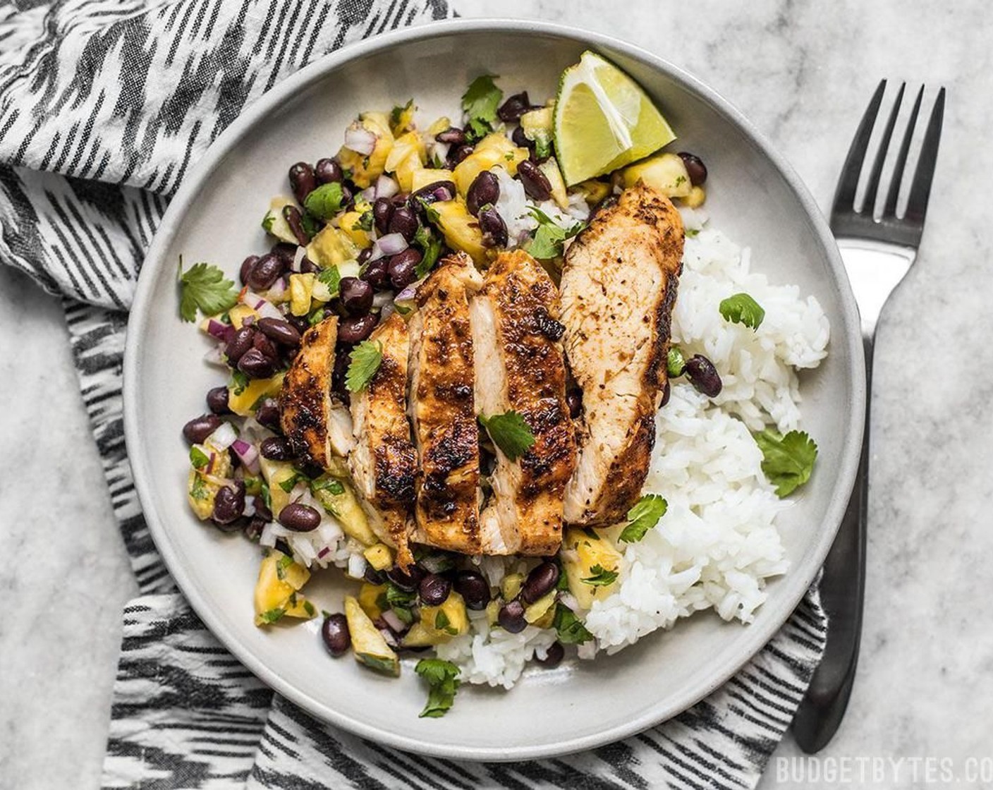 Pan-Seared Jerk Chicken with Pineapple Black Bean Salsa