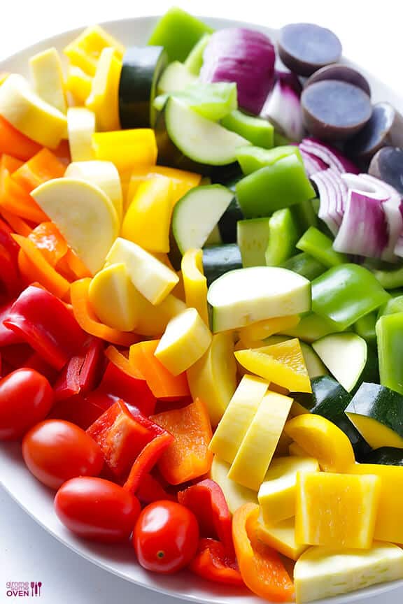 Rainbow Tiki Veggie Skewers with Mango-Lime Glaze