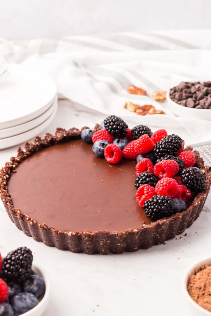 Decadent Chocolate Ganache Tart with Fresh Berries