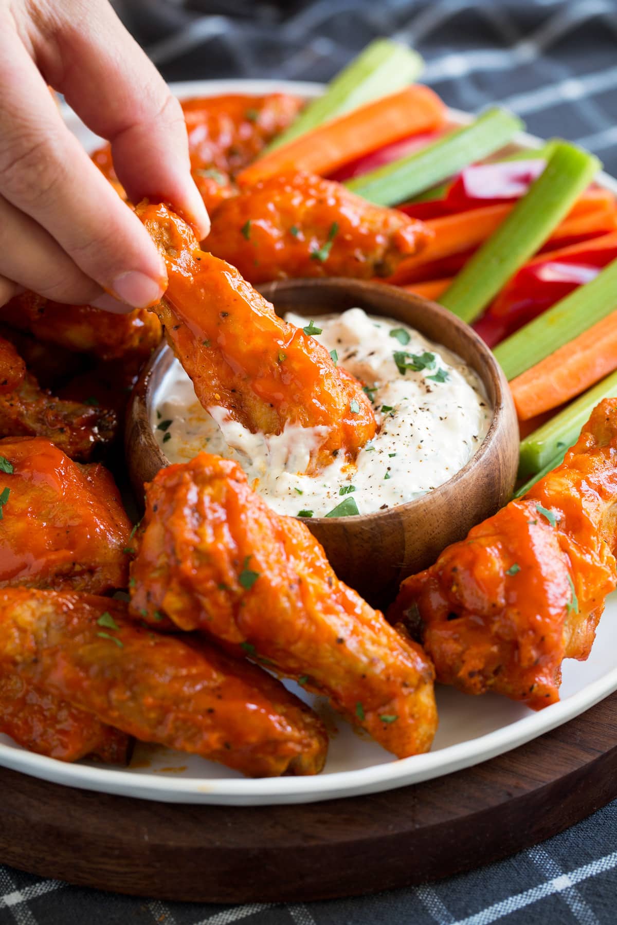 Smoked Buffalo Chicken Wings with Blue Cheese Dip