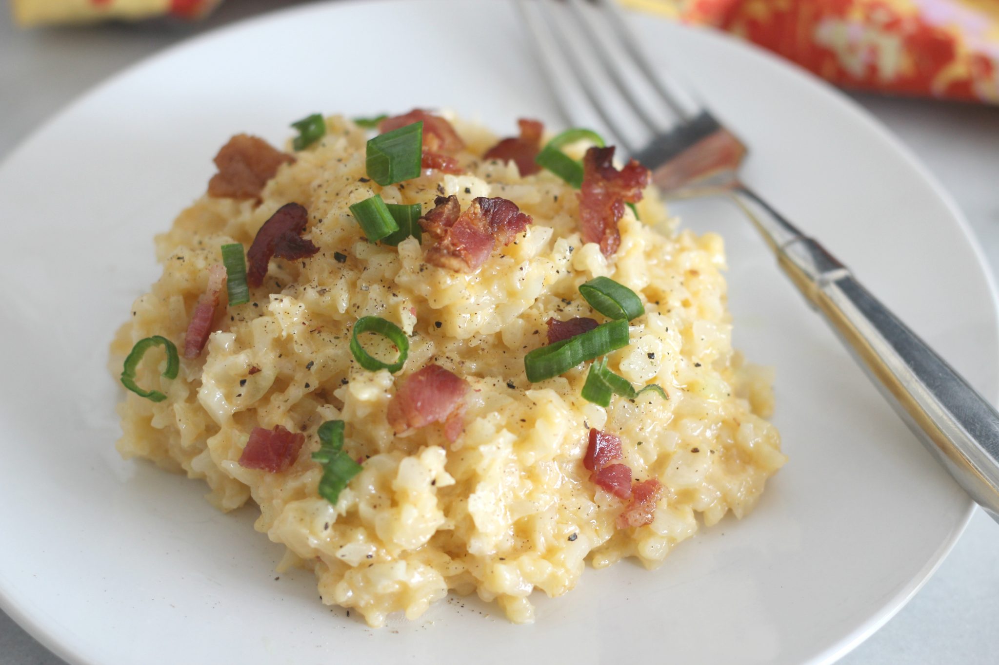 Cheese and Bacon Cauliflower Rice Skillet