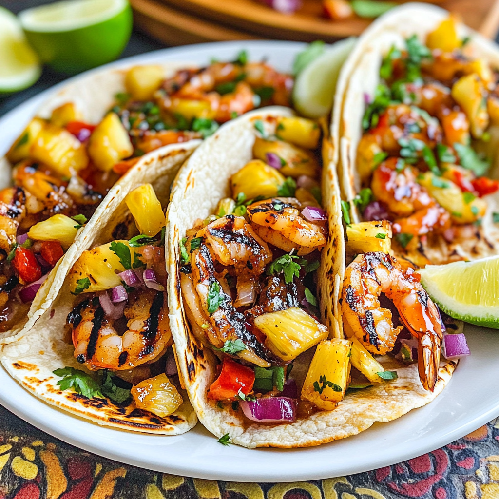 Grilled Citrus-Chili Shrimp Tacos with Pineapple Salsa