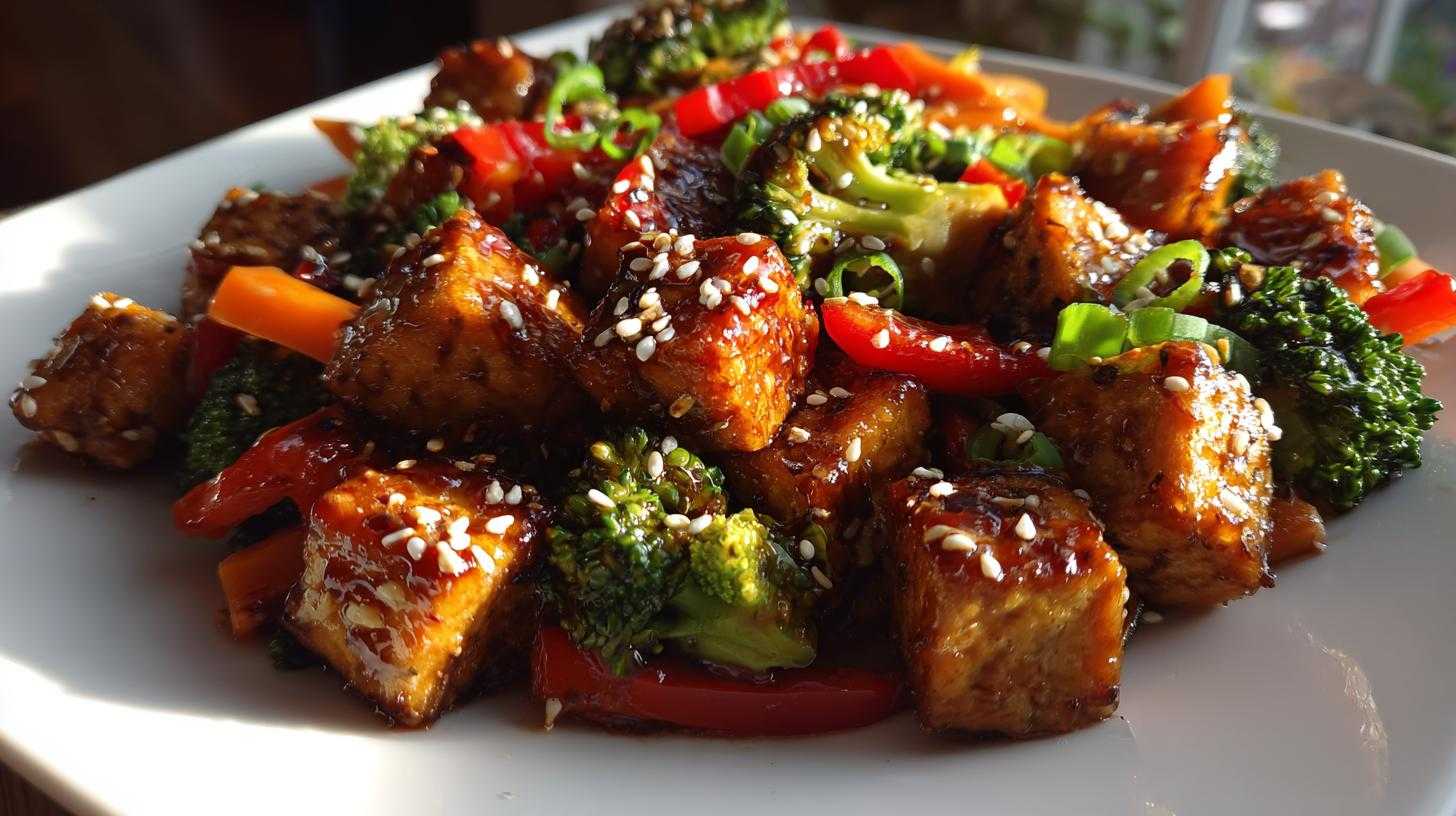 Crisped Sesame Tofu Stir-Fry with Ginger-Soy Glaze