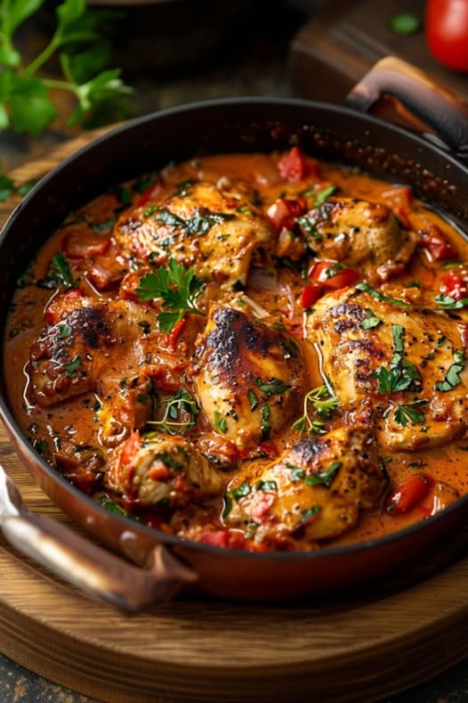 Pan-Seared Chicken with Rustic Tomato and Herb Sauce