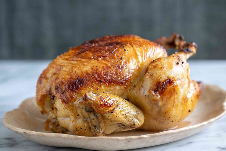 Honey-Glazed Roast Chicken with Spring Herb Salad